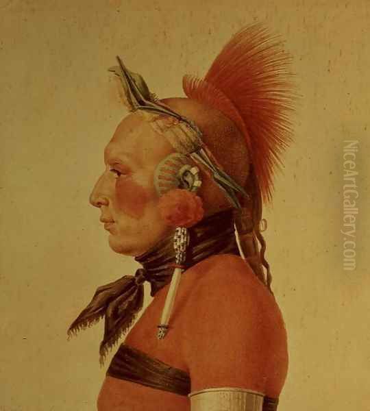 An Osage Warrior, 1804 Oil Painting by Charles Balthazar J. F. Saint-Memin