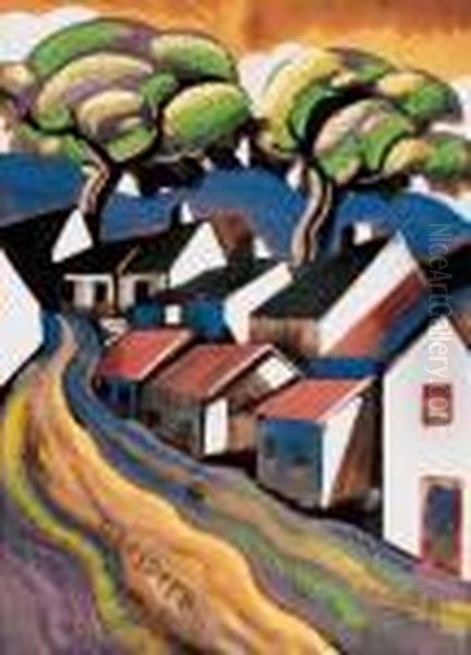 Suburbs Oil Painting by Hugo Scheiber