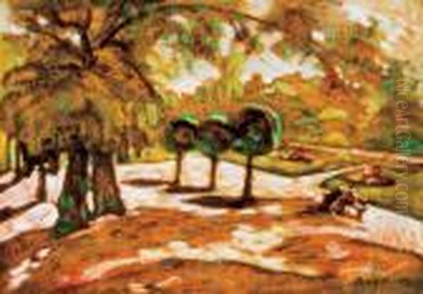 Park, Early 1920s Oil Painting by Hugo Scheiber