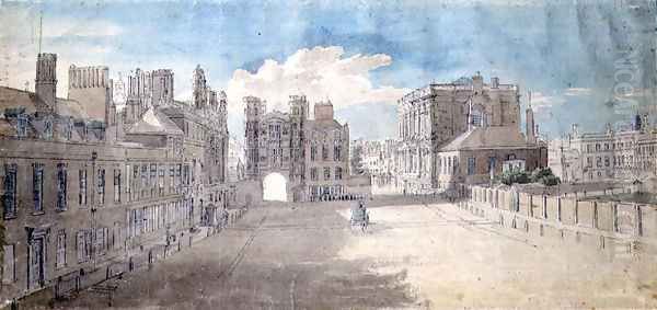 Whitehall, Holbein Gate and Banqueting House on the right Oil Painting by Thomas Sandby