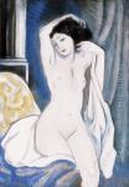 Nude In The Studio Oil Painting by Hugo Scheiber