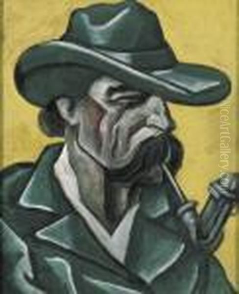 Man With Pipe Oil Painting by Hugo Scheiber