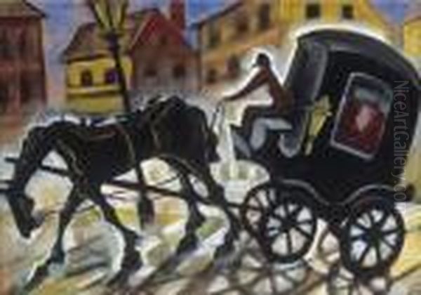 Hansom-cab Oil Painting by Hugo Scheiber