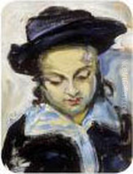 Boy With Oil Painting by Hugo Scheiber