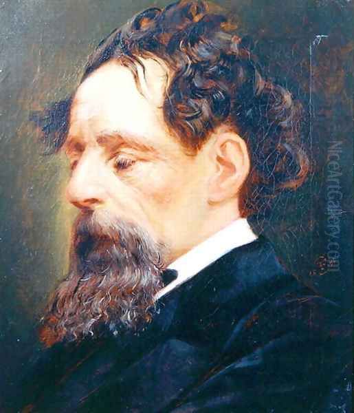 Portrait of Charles Dickens 1812-70 1871 Oil Painting by Frederick Sargent