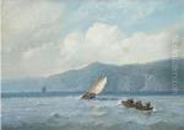 Shipping Near A Rocky Coast Oil Painting by Andreas Schelfhout