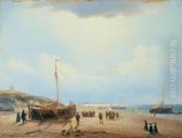 Am Strand Von Scheveningen Oil Painting by Andreas Schelfhout