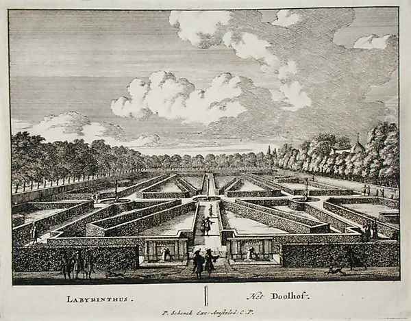 Labyrinth, from Admirandorum Quadruplex Spectaculum, by Jan van Call 1656-1703, published before 1715 Oil Painting by Pieter Schenk