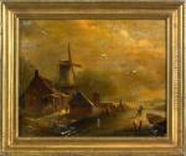 Landscape With Windmill Oil Painting by Andreas Schelfhout