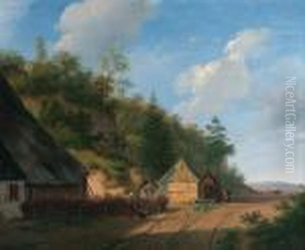 The Forester's House; At The Watermill Oil Painting by Andreas Schelfhout