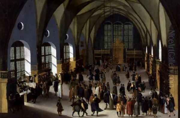 The Prague Stock Exchange Oil Painting by Aegidius Sadeler or Saedeler