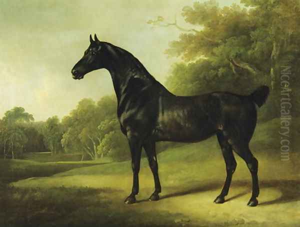 A Bay Horse in a Wooded Landscape, 1814 Oil Painting by Charles Henry Schwanfelder