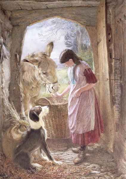 Feeding Dimple Oil Painting by Frederic James Shields