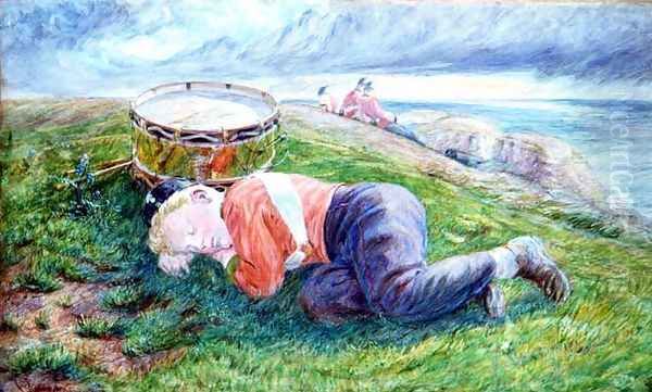 Sketch for The Drummer Boys Dream Oil Painting by Frederic James Shields