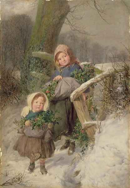 The Holly Gatherers, 1858 Oil Painting by Frederic James Shields