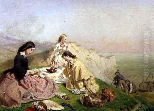 The Picnic on a Clifftop Oil Painting by Frederic James Shields