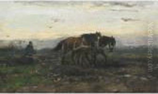 Plowing At Dusk by Johan Frederik Corn. Scherrewitz