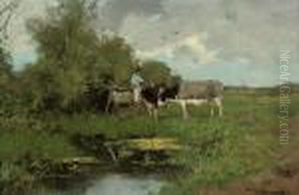 Watering Cattle At A Brook by Johan Frederik Corn. Scherrewitz