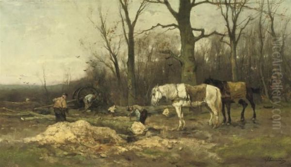 Wood-cutters On The Edge Of A Forest by Johan Frederik Corn. Scherrewitz