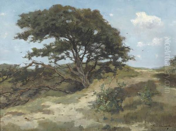 Sonnige Dunenlandschaft Mit Knorrigem Baum Oil Painting by Johan Frederik Corn. Scherrewitz