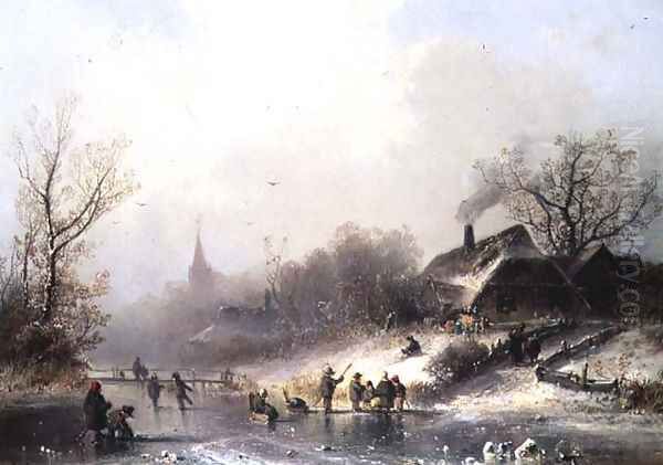 Winter Pleasures Oil Painting by Adolf Stademan