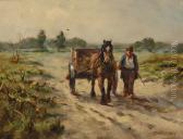 Farmer With Horse Andcart Oil Painting by Johan Frederik Corn. Scherrewitz