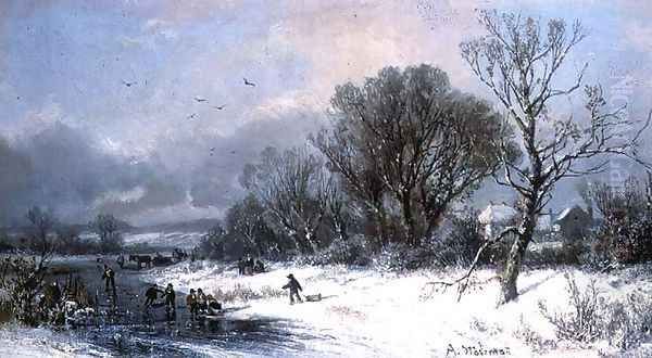 Winter Delights Oil Painting by Adolf Stademan