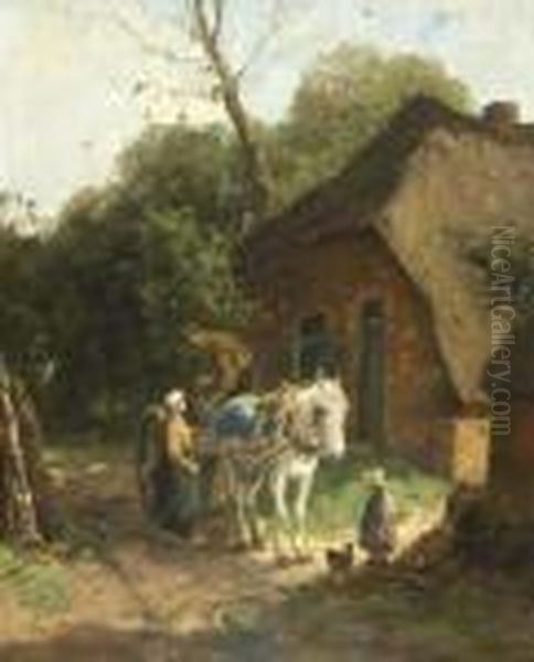 Return From Market Oil Painting by Johan Frederik Corn. Scherrewitz