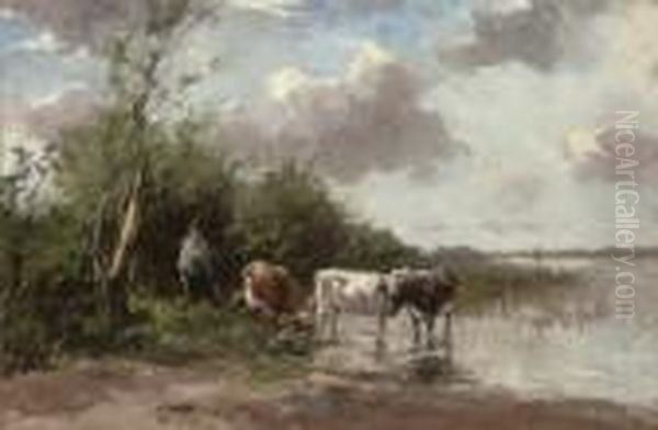 The Watering Place Oil Painting by Johan Frederik Corn. Scherrewitz