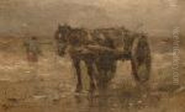 A Horse And Cart. Oil Painting by Johan Frederik Corn. Scherrewitz