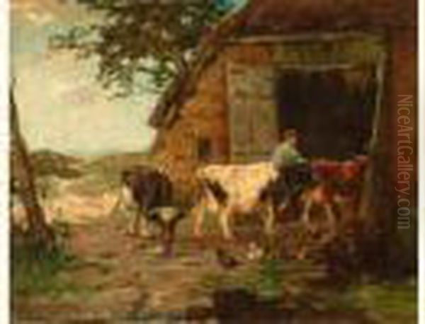 L'etable Oil Painting by Johan Frederik Corn. Scherrewitz