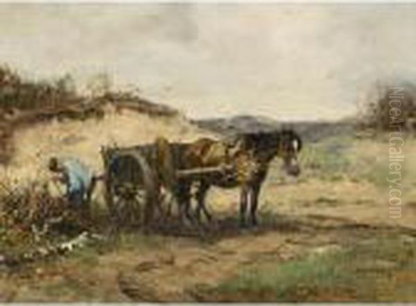 The Sand Cart Oil Painting by Johan Frederik Corn. Scherrewitz