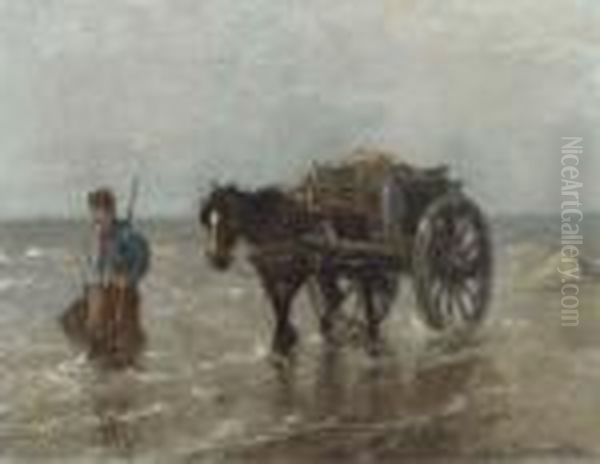 The Shell Gatherer Oil Painting by Johan Frederik Corn. Scherrewitz