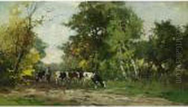 Going To Pasture Oil Painting by Johan Frederik Corn. Scherrewitz