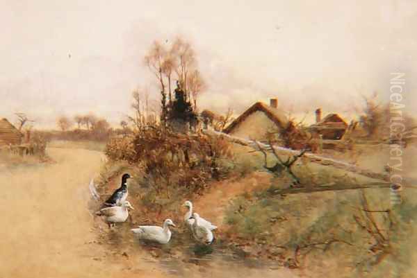 Dabbling Ducks Oil Painting by Benjamin D. Sigmund