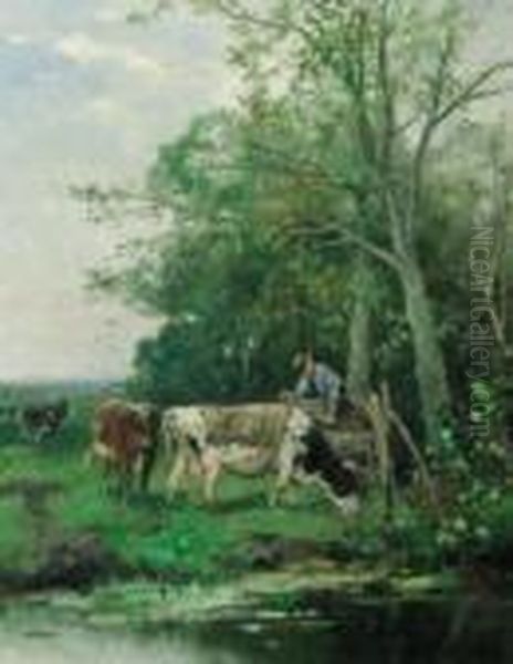 Cows In A Meadow by Johan Frederik Corn. Scherrewitz