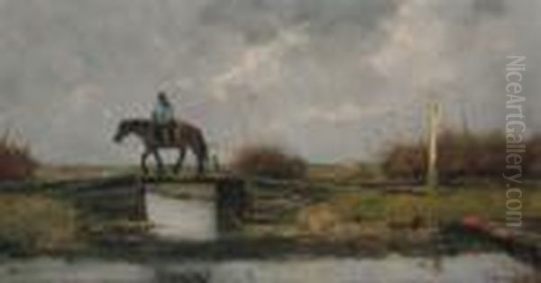 A Horse Pulling A Towboat by Johan Frederik Corn. Scherrewitz