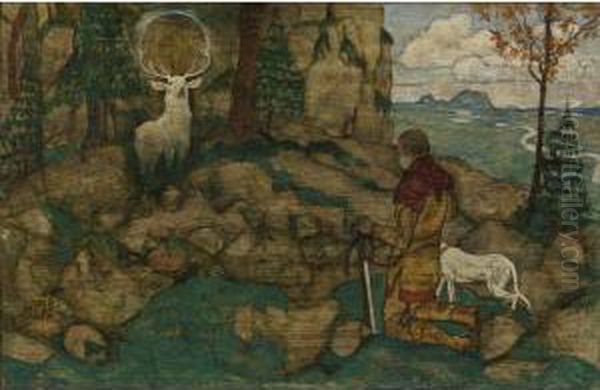 Die Vision Des Heiligen Hubertus (the Vision Of St. Hubert) Oil Painting by Egon Schiele