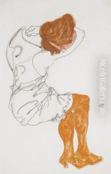 Das Schlafende Madchen Oil Painting by Egon Schiele