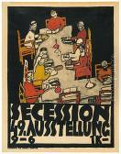 Secession / 49. Ausstellung - Plakat Oil Painting by Egon Schiele