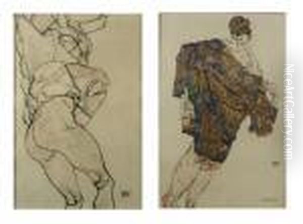 Erlosung And Untitled Oil Painting by Egon Schiele