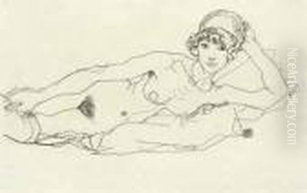 Liegender Akt Oil Painting by Egon Schiele