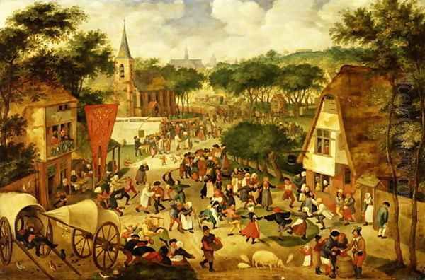 A Village Fair Oil Painting by Jacob I Savery