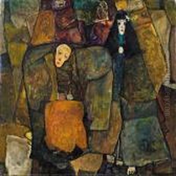 Procession Oil Painting by Egon Schiele