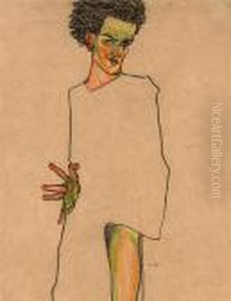 Selbstbildnis Oil Painting by Egon Schiele