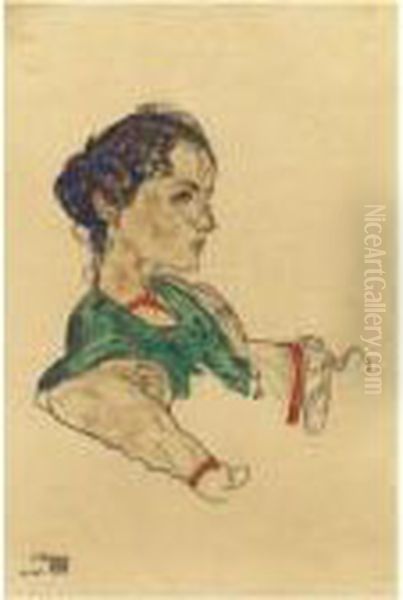 Bildnis Der Kunstlerin Silvia Koller Oil Painting by Egon Schiele