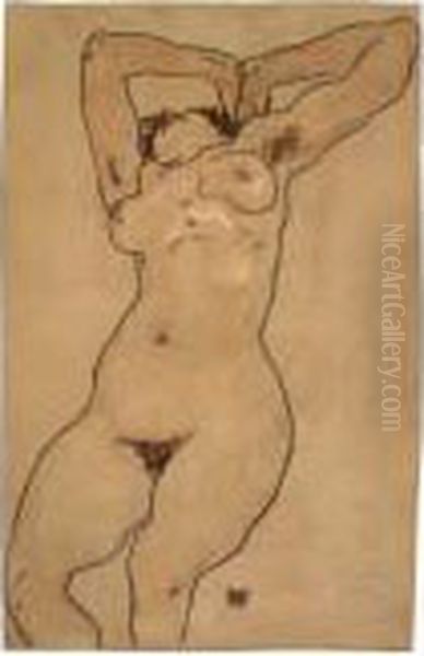 Liegender Akt (reclining Nude) Oil Painting by Egon Schiele