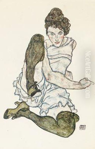 Handzeichnungen Oil Painting by Egon Schiele