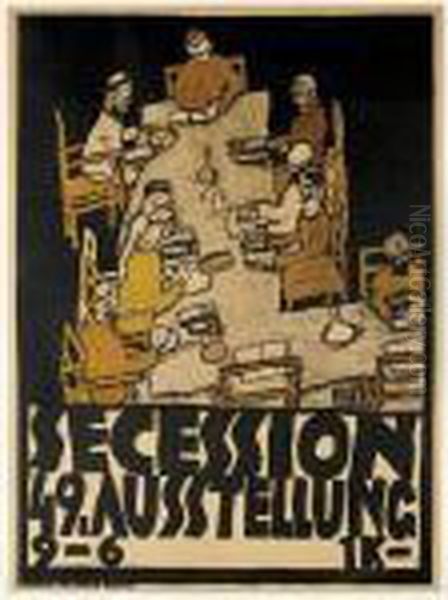 Secession 49, Ausstellung Plakat (kallir 15) Oil Painting by Egon Schiele