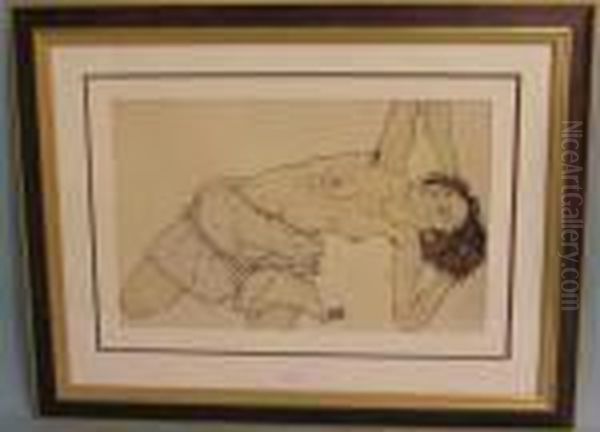 Kniender Halbakt Oil Painting by Egon Schiele